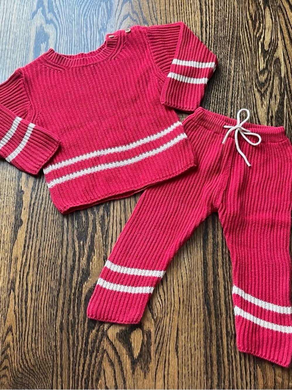 Fin & Vince Organic Cotton Chili Flax Ribbed Knit Sweater Set (6-12M)